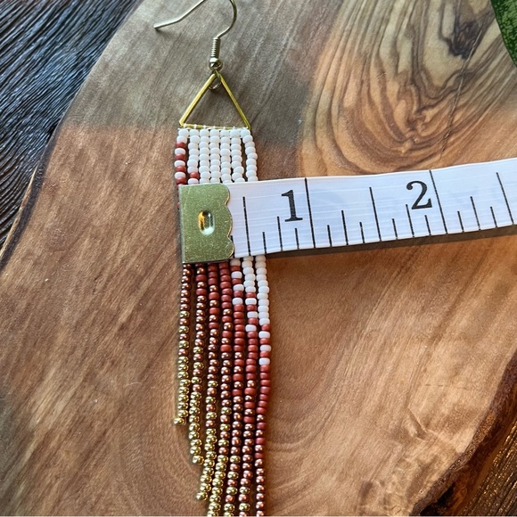 Handmade Beaded Fringe Earrings - Picture 5 of 6